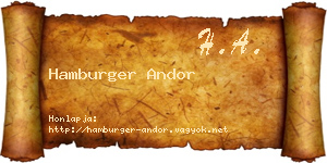 Hamburger Andor névjegykártya